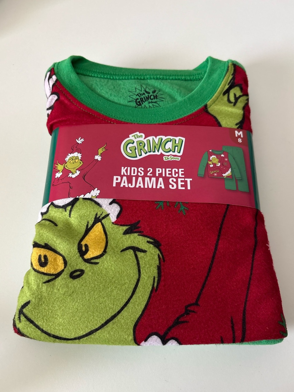 NWT The Grinch Kids 2-Piece Red and Green Christmas Pajama Set Size Medium
